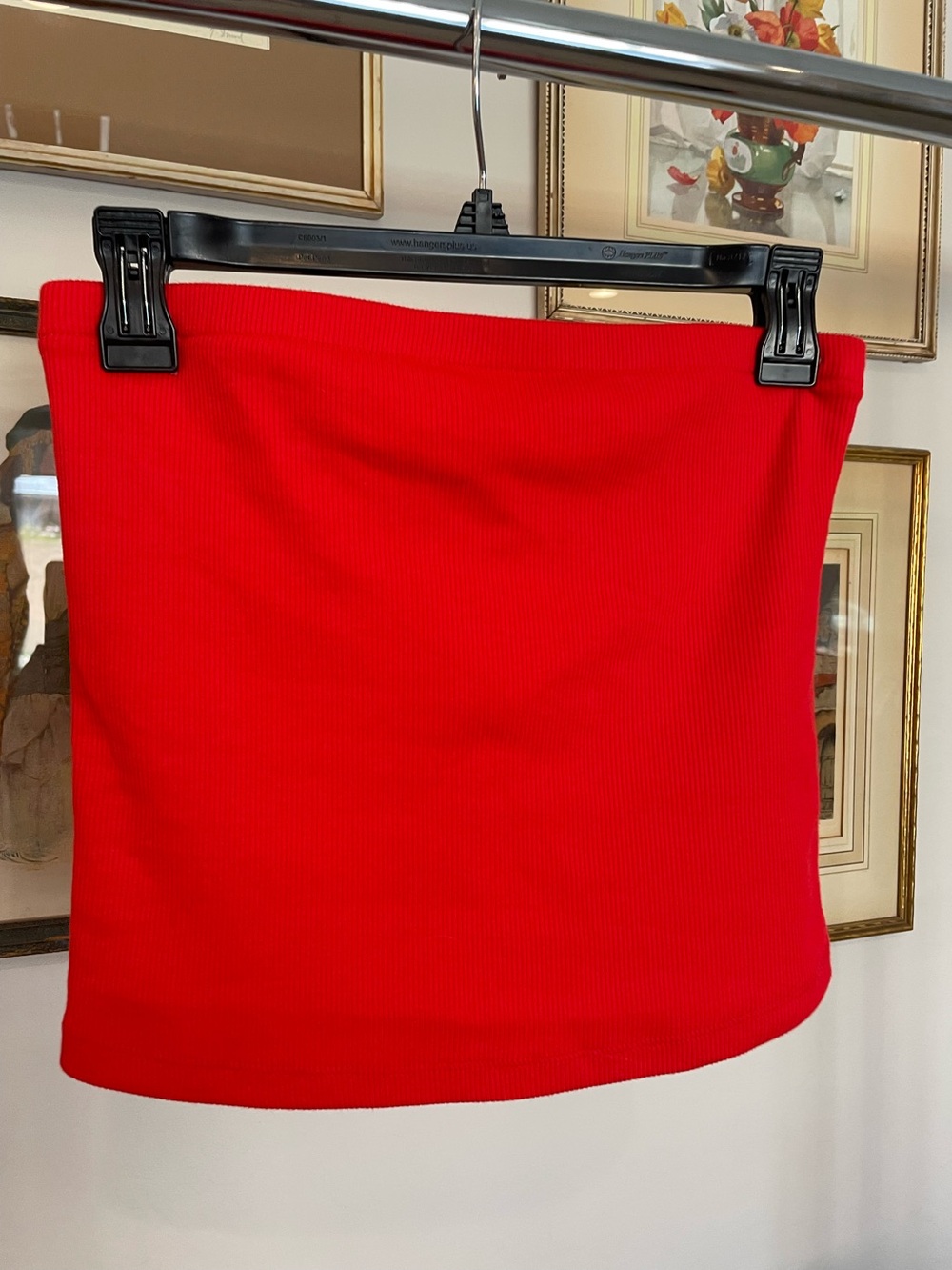 A New Day Red Ribbed Tube Top with built in bra